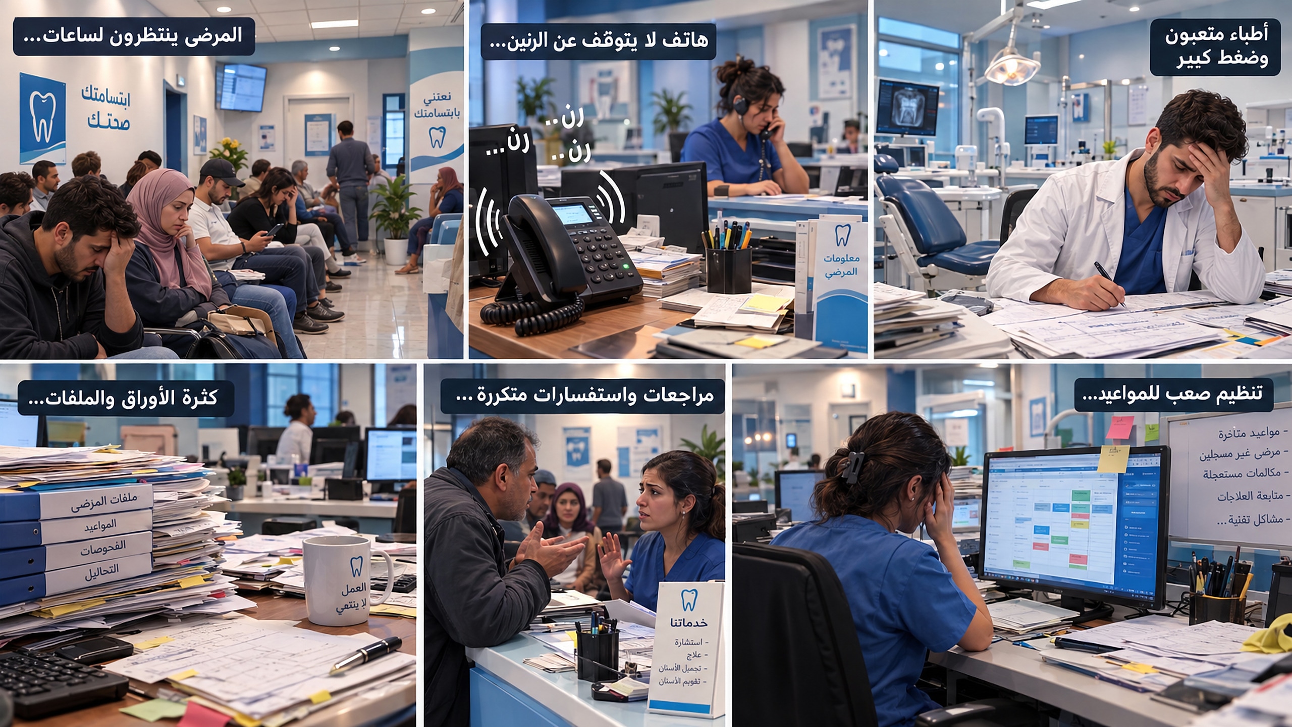 بدأنا من مشكلة حقيقية — لقطة من لوحة Clinia Pro